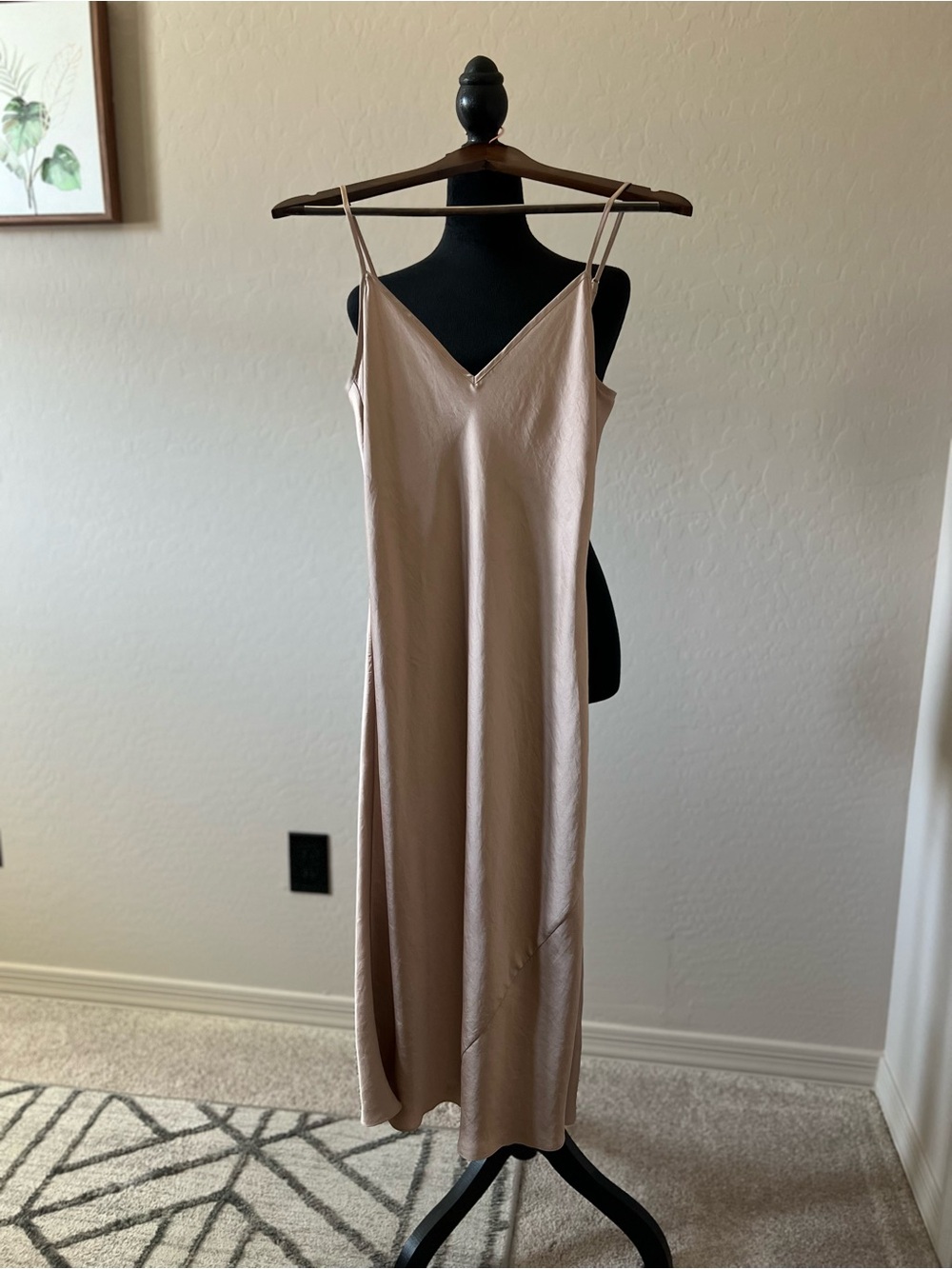 Wilfred Blush Slip Midi Dress with Spaghetti Straps